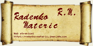 Radenko Materić vizit kartica